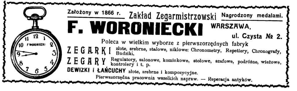 Zakład Zegarmistrzowski F Worniecki