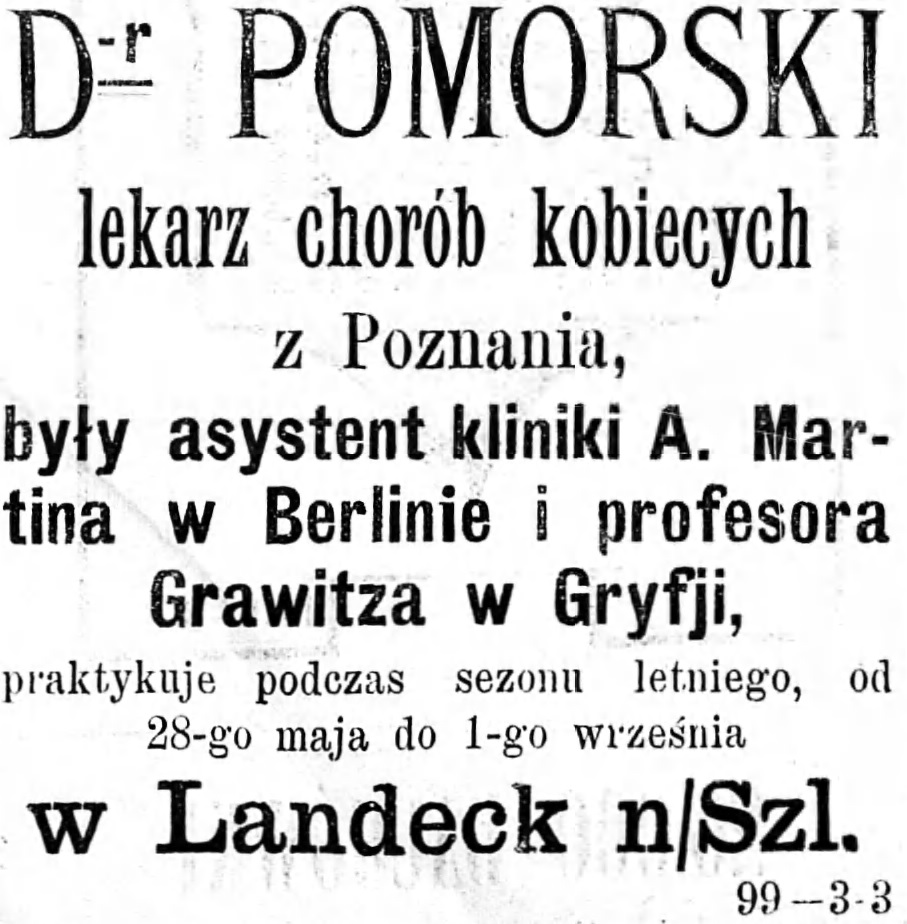 Reklama lekarza Gazeta Kaliska 1893