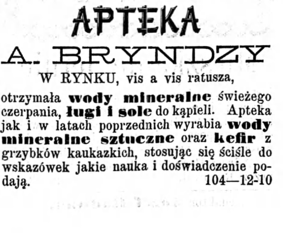 Reklama apteki Gazeta Kaliska 1893