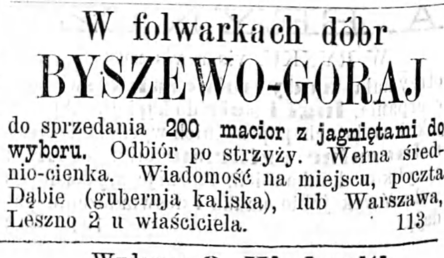 Reklama sprzedaży świń Gazeta Kaliska 1893