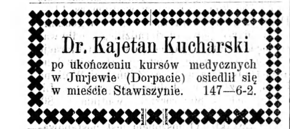 Reklama lekarza Gazeta Kaliska 1893