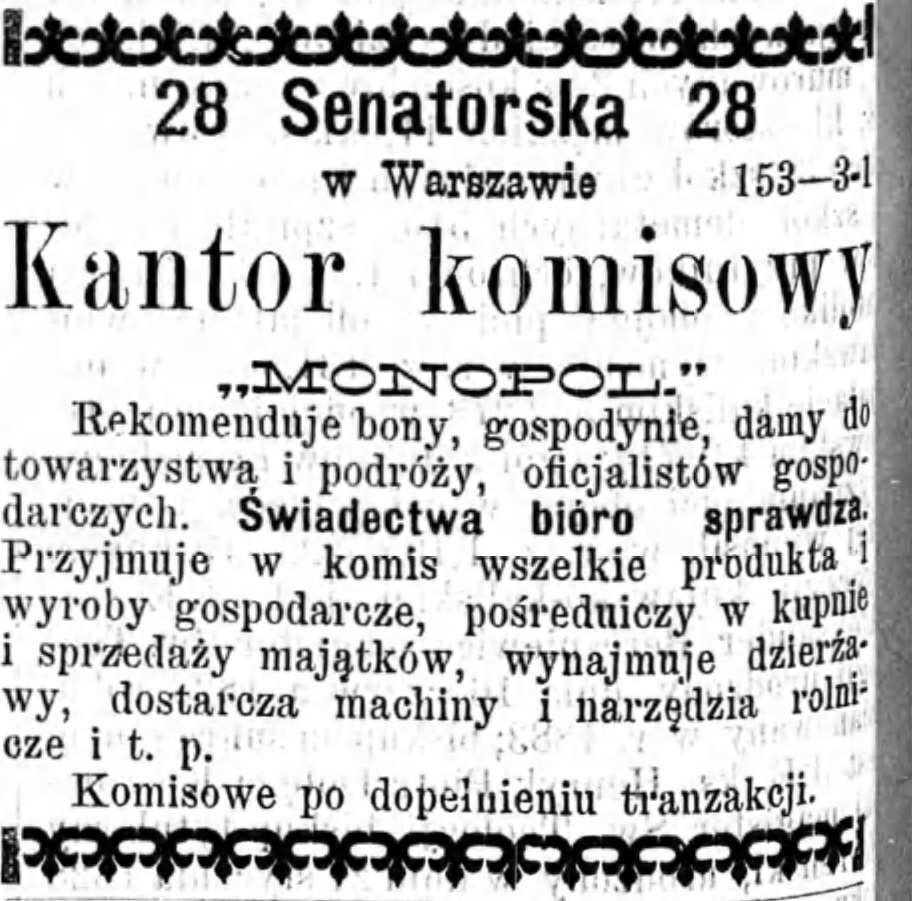 Reklama Kantor Gazeta Kaliska 1893