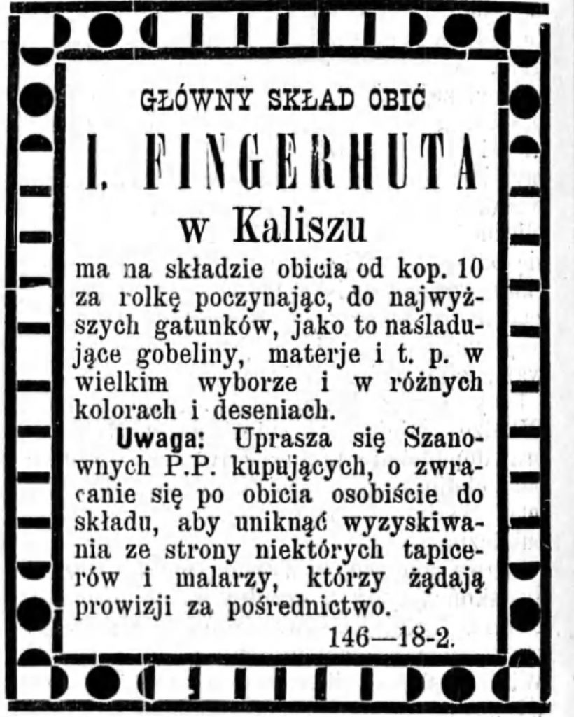 Reklama kupca Gazeta Kaliska 1893
